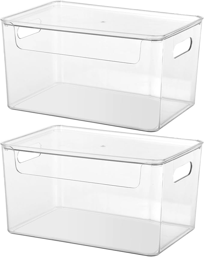 2pcs Trash Bag Holder Dispenser - Acrylic Trash Bag Dispenser Roll Holder, Garbage Bag Dispenser Under Sink with Lid for Kitchen Sinks, Cabinets