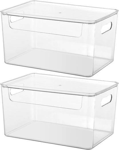 2pcs Trash Bag Holder Dispenser - Acrylic Trash Bag Dispenser Roll Holder, Garbage Bag Dispenser Under Sink with Lid for Kitchen Sinks, Cabinets