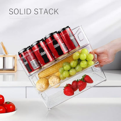 Clear Refrigerator Organizer Bins – Stackable Fridge Storage Containers for Kitchen, Pantry & Freezer – BPA Free Acrylic Baskets (5-Piece Set)