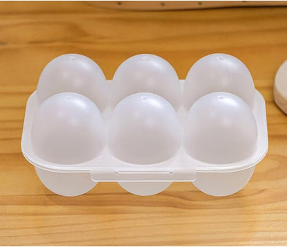6 Egg Grid Storage Container - Plastic Eggs Holder With Handle, Outdoor Egg Carriers For Kitchen & Restaurants