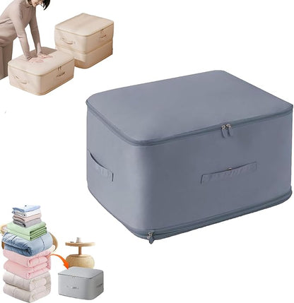 Ultra Space Saving Self Compression Organizer, Heavy Duty Moving Bags for Comforters Blankets Bedding Duvet, Closet Organizers (Blue, Large (for clothes))