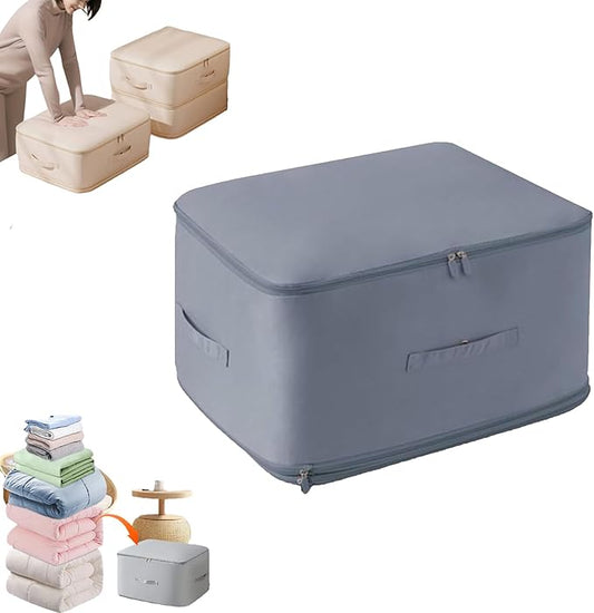 Ultra Space Saving Self Compression Organizer, Heavy Duty Moving Bags for Comforters Blankets Bedding Duvet, Closet Organizers (Blue, X-Large (for quilts))