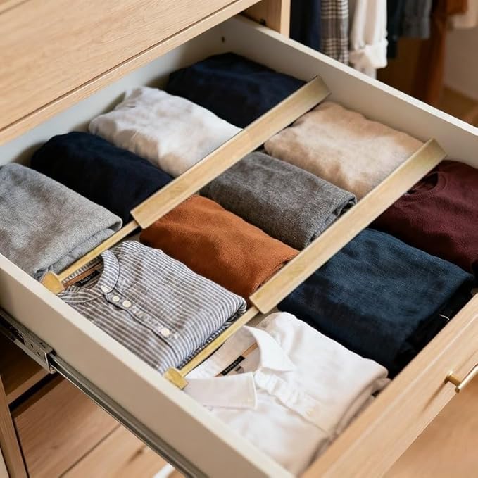 DZS Bamboo Drawer Organizer, 4-Pack Adjustable and Expandable Divider Insert for Kitchen, Bathroom, Office