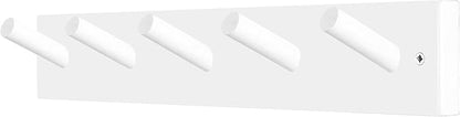 WEBI Coat Rack Wall Mounted,Coat Hanger Wall,16" Hole to Hole,Coat Hooks Wall Mount,Hook Rack Peg Rail,5 Hooks for Hanging Jacket,Hats,Clothes,White