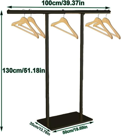 Clothing Display Rack Black Metal Stand for Boutique, Floor-Standing Clothes Hanging Organizer for Garment Costume Coat Storage Retail Display Racks (Black, Medium)