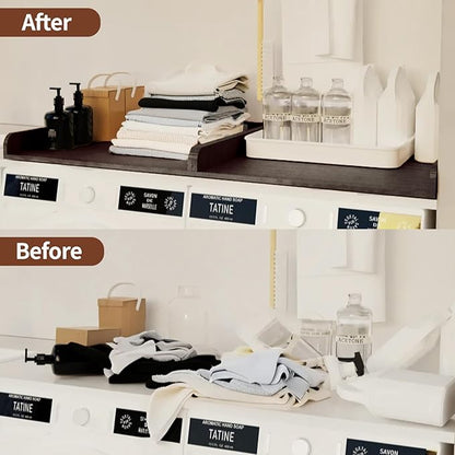 Washer Dryer Countertop with Shelf, 54" x 27" Wooden Laundry Countertop with 2 Hooks & Non-Slip Pads, Washer and Dryer Covers for The Top (Black)