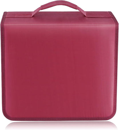 DVD Case CD Storage,256 Capacity CD Cases Holder DVD Storage Case Holders CD DVD Disc Case Storage Wallet Binder for Car Home Office Travel (256 Red)