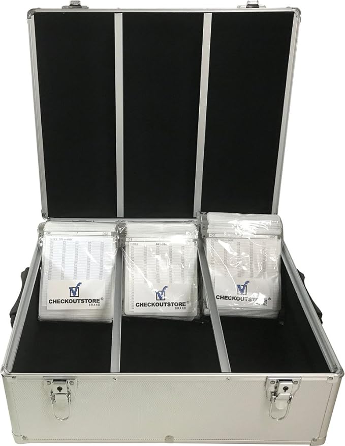 CheckOutStore (1) Aluminum CD/DVD Media Hanging Sleeves Storage Box (Silver/Holds 600 Discs)