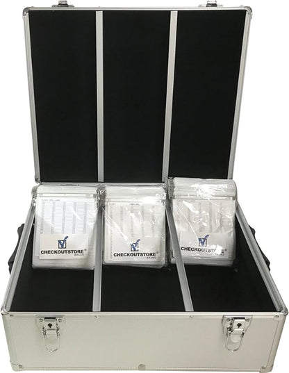 CheckOutStore (1) Aluminum CD/DVD Media Hanging Sleeves Storage Box (Silver/Holds 600 Discs)
