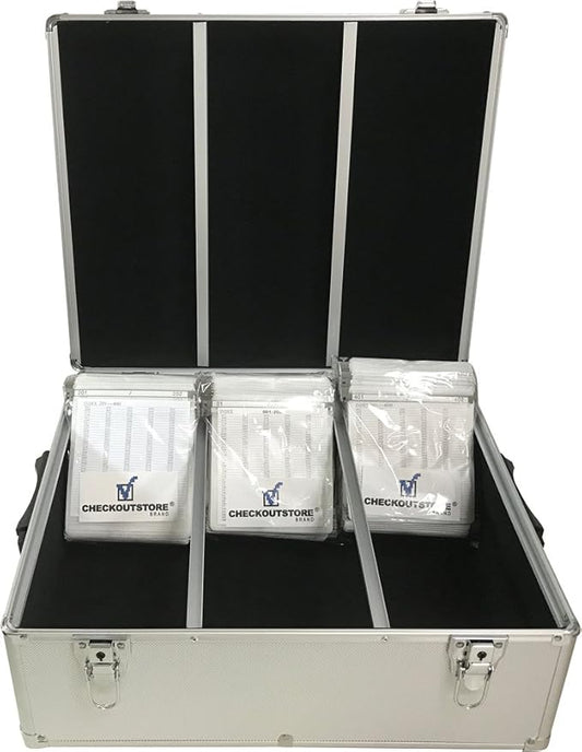CheckOutStore (1) Aluminum CD/DVD Media Hanging Sleeves Storage Box (Silver/Holds 600 Discs)