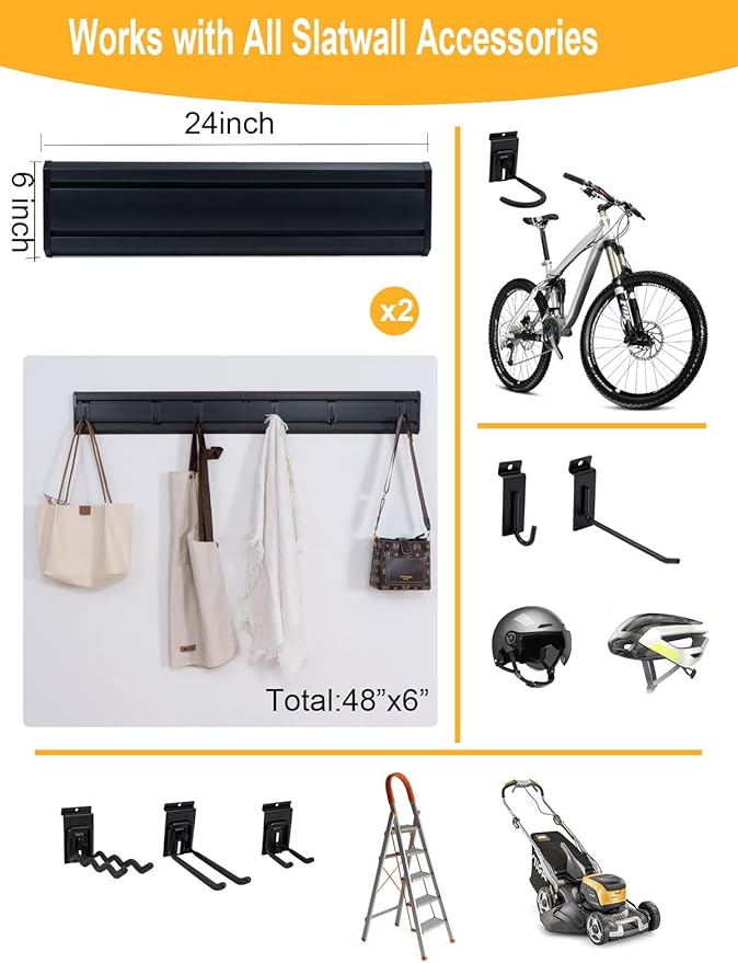 Slatwall Panels Garage Tool Organizer Wall Mount Garage Slat Wall Storage Systems, Bike Storage Rack Garage Organizers and Storage PVC Wall Panels Slat Wall Paneling