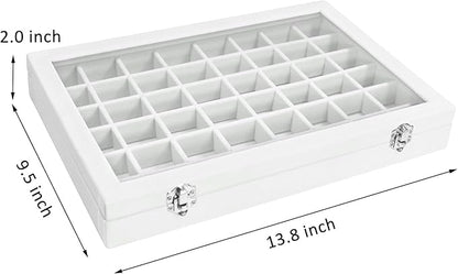 Velvet Jewelry Tray 48 Compartments Jewelry Display Organizer with Transparent Cover Rings, Earrings, Necklaces, Pendants Storage Box for Girls, Wives, Mothers, Women