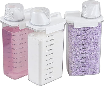 78 OZ Clear Laundry Detergent Dispenser with Measuring Cup, 3 Pack Plastic Laundry Powder Containers