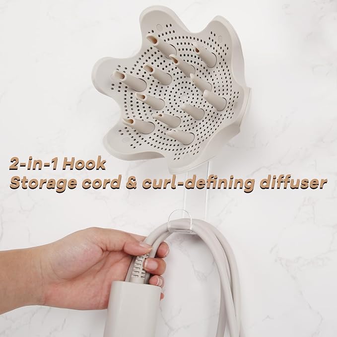 Affogato Wall Mount Holder Compatible with Shark FlexStyle, Acrylic Wall Mounted Organizer for Storage Attachments, Rack with Cord Hanger for Accessories Curlers Brushes Diffuser