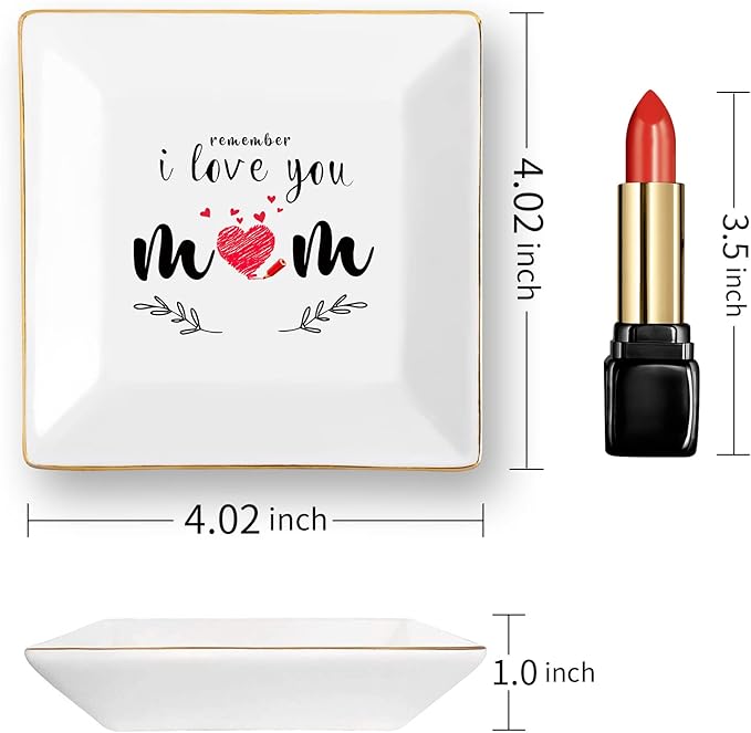 Tijeyi Gifts for Mom from Daughter Birthday Gift for Women Mothers Day Gifts Fun Presents Moms Grandma Sister in Law Best Jewelry Dish Unique Trinket Tray Ring Holder, Remember I Love You Mom