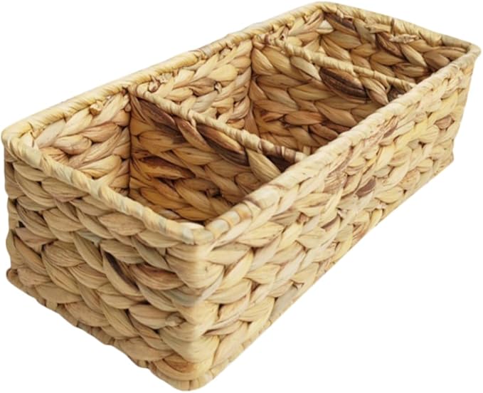ABOOFAN Seagrass Box Rattan Storage Basket Handwoven Woven Storage Basket for Shelves and Desk