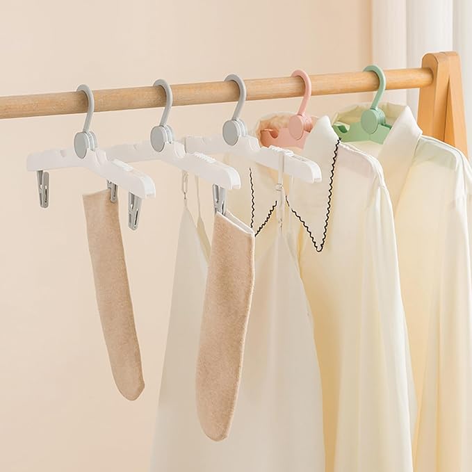 Portable with Clips Folding Clothes Hangers, Cruise Ship Essentials Portable Folding Clothes Hangers,Travel Accessories Foldable Clothes Drying Rack for Travel, 2 Pieces