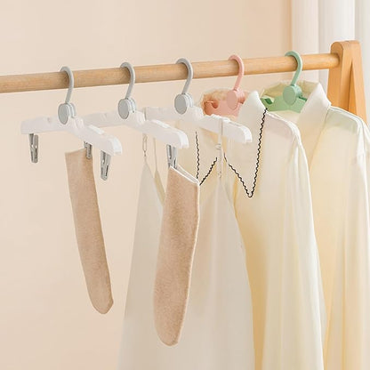 Portable with Clips Folding Clothes Hangers, Cruise Ship Essentials Portable Folding Clothes Hangers,Travel Accessories Foldable Clothes Drying Rack for Travel, 2 Pieces