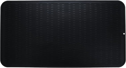 Silicone Dish Drying Mat for Multiple Usage,Easy clean,Eco-friendly,Heat-resistant Silicone Mat for Kitchen Counter or Sink,Refrigerator or Drawer Liner Black 4XL 32 inches x 18 inches