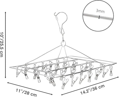Tosnail 4 Pack Stainless Steel Clip and Drip Hangers with 30 Clips, Clothes Drying Rack Laundry Accessories