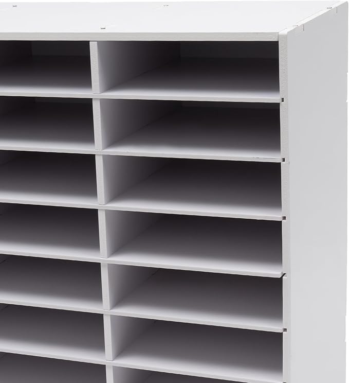 Literature Organizer Sorter,Desktop File Sorter Mail Center Magazine Paper Storage PVC Board File Holder Mailbox Student Classroom Keepers for Home&Office (White, 24 Slots)