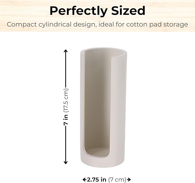 EVIDECO French Home Goods Minimalist Beige Cotton Pad Holder - Bathroom Vanity Organizer for Makeup Rounds - Japandi Collection