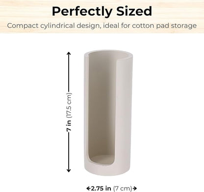 EVIDECO French Home Goods Minimalist Beige Cotton Pad Holder - Bathroom Vanity Organizer for Makeup Rounds - Japandi Collection