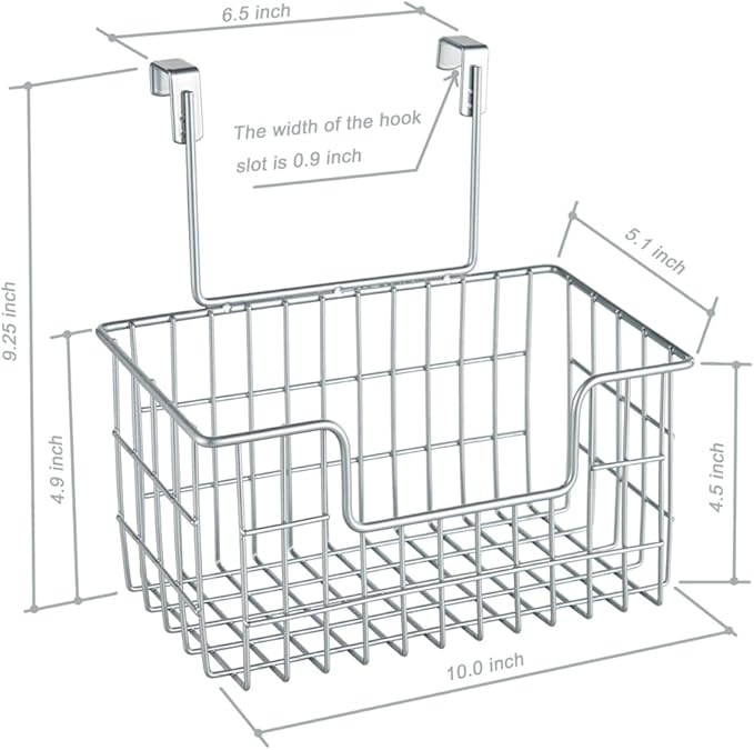 Wire Hanging Storage Basket 2 Packs, Wall Mounted Kitchen Bathroom Storage Basket, Home Multi-Functional, no Punching, Bearing Strong, Suitable for Home, Office,Chrome