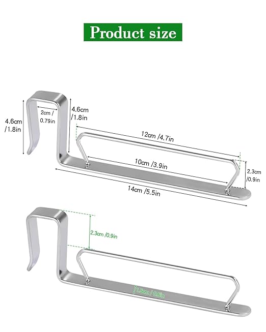 YQh Stainless Steel Cabinet Door Trash Bag Holder for Kitchen Cabinet Door and Drawer, Cabinet Door Hook Adjustable Spacing, Suitable for Plastic Bags with Handles Food Bags