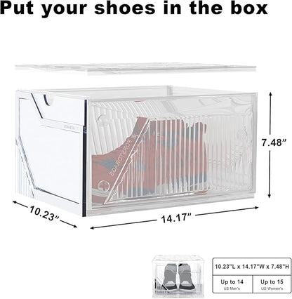 AWTATOS Shoe Boxes, 10 Pack Shoe Storage Organizers, Plastic Stackable Shoe Rack, Sneaker Containers, Toy Storage Bins for Entryway, Closet, Under Bed, Clear