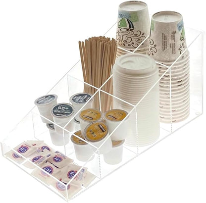 OnDisplay Java Joe Acrylic Breakroom Kitchen Coffee Station Organizer for Cups/Lids/Sugar/Tea/Stirrers