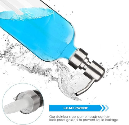 ARKTEK Refillable Soap Dispenser (2 Units) - 17 Oz Clear Glass Bottle with Rust Proof Pump for Hand and Dish Soap, Kitchen Bathroom Countertop