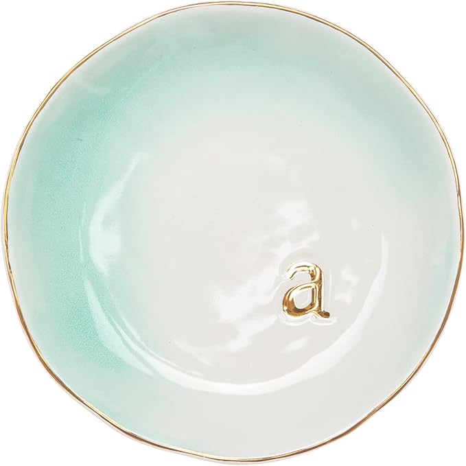 COLLECTIVE HOME - Ceramic Jewelry Tray, Decorative Trinket Dish for Rings Earrings Necklaces Bracelet Watch Keys, Birthday Mother's Day Christmas Gift for Women, 4.75", Colored Surface (A)