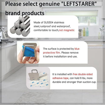 LEFTSTARER 4 Pack Sink Sponge Holder for Kitchen Sink Premium SUS304 Stainless Steel Rustproof Waterproof Quick Drying Small Strong Adhesive Sponge Holder (4)