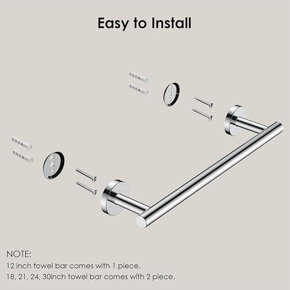 FORIOUS Towel Bar Wall Mounted, Stainless Steel Towel Racks for Bathroom, Includes Wall Mounting Hardware (Chrome, 14 Inch)