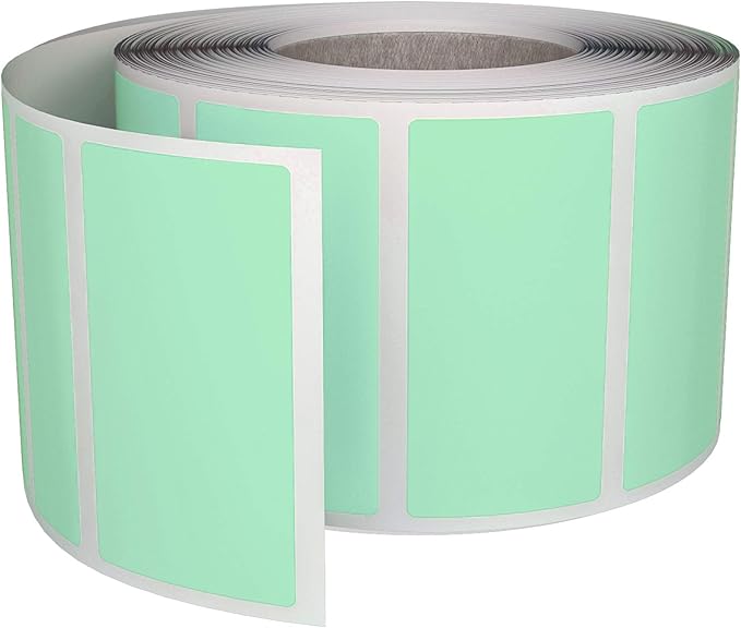 Royal Green Rectangular Color Coding Sticker Roll - Write On Labels for Folders & Organizing, 1.57" x 0.75" Stickers to Write On Name Tags for Office Supplies & Organization, 500-Pack (Pastel Green).