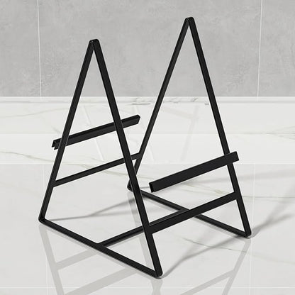 Hikinlichi 2 Pack Triangle Plate Holders Organizers Large Upright Cabinet Dish Drying Racks Metal Plate Dish Organizers Racks Stands for Countertop and Cupboard Black