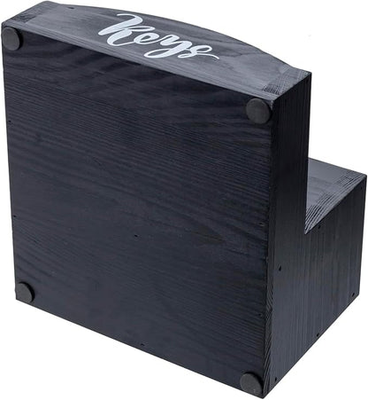 MyGift Urban Modern Mail Holder and Key Organizer Tray in Black Stained Solid Wood Finish, Entryway Storage Catchall with Cursive Mail and Keys Word Design, Office Desktop Organizing Bin