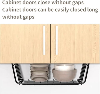 Under Shelf Storage Basket, Pantry Organizers and Storage Laundry Room Organization Under Cabinet Shelf Multipurpose Metal Under Shelf Wire Basket for Kitchen Office Desk (26cm/10in)