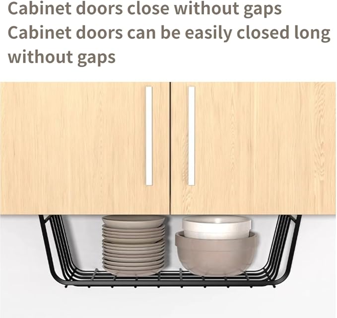 Under Shelf Storage Basket, Pantry Organizers and Laundry Room Organization Under Cabinet Shelf Multipurpose Metal Wire Basket for Kitchen, Office, Desk (32cm/12.6in)