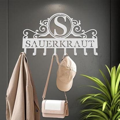 Custom Metal Key Rack Hooks, Personalized Key Holder for Wall,Name Background Letter Theme Wall Decoration Hooks, Key Hanger Organizer for Living Room, Entryway, Bathroom, Kitchen Decor
