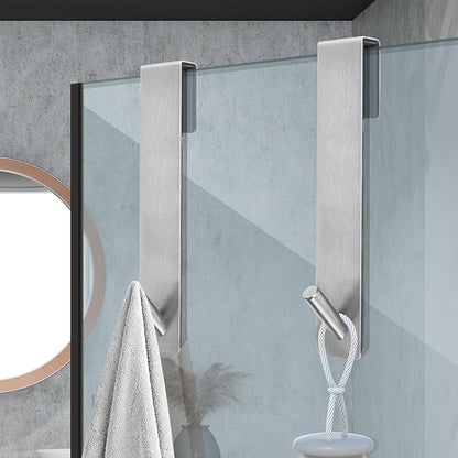 Kontoyo Shower Door Hooks(10 Inch),Extended Over Door Hooks for Bathroom Frameless Glass Shower Door,Stainless Steel Towel Hooks,Heavy Duty Rack Hooks for Robe,Towel-4 Pack-Silver