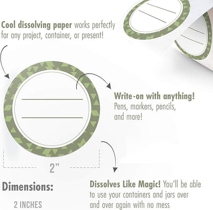 Canning Labels Dissolvable Stickers for Mason Jars and More (2" Round 200/roll) Canning Supplies Washes Off in Seconds Like Magic - Jar Labels Homemade Jam, Jelly, and More (Artichoke)