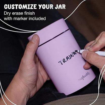 Airtight Storage Container - Vacuum Sealed Insulated w Nested Glass Jar - UV Protection, Temperature Controlled Stainless - Stays Fresh - Whiteboard Finish w Marker Included - 300 ml (3/4 Oz)