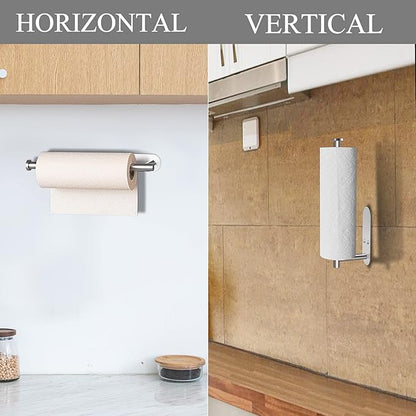 Paper Towel Holders,Paper Towels Rolls,Paper Bulk- Self-Adhesive Under Cabinet Wall Mount Countertop,Both Available in Adhesive and Screws,for Kitchen, Pantry, Sink, Bathroom，Stainless Steel-Gold
