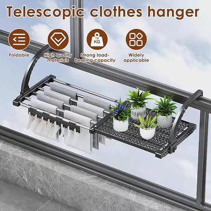 Portable Clothes Drying Rack for Balcony,Foldable Railings Windowsill, Retractable Radiator Clothes Airer,28"x13" Folding Towel Rack Indoor Outdoor Travel Laundry Rack with Clips (B-28"x13")