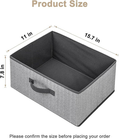 Storage Baskets, 15.7 Inch Woven Fabric Bins, Storage Cubes with Reinforced Handles, Organizer Bins for Closet Shelves, Foldable, for Toys, Clothes, Natural Beige (4PCS/Grey-15.7*11*7.8inch)