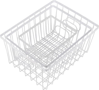 happimess BSK3001B-6SET Camden Vintage Industrial Wire Metal Nesting Storage Baskets, for Shelves, Cabinets, Pantry, Countertop, Mesh Open Bin Basket for Organizing Supplies, White (Set of 6)