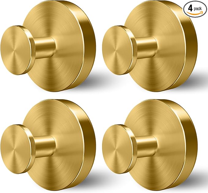 WingWider Shower Hooks for Inside Shower,Suction Cup Hooks for Glass Window,Removable Towel Hooks for Bathrooms,4 Packs(Gold)
