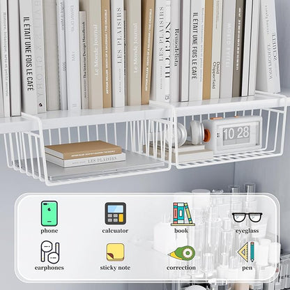 SUFAUY 6-Pack Under Shelf Basket Storage, Wire Shelves for Storage and Organization, Under Cabinet Paper Plate Dispenser Organizer Holds up to 22lbs for Pantry Closet, 10.6“d x 16" w, White